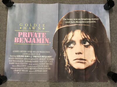 Two UK quad film posters for Private Benjamin and Meatballs both folded with some damage, approx 30" x 40".