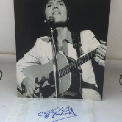 A Cliff Richard autograph and photo with COA plus a signed Shirley Bassey LP.