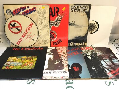 Ten punk rock LPs by various artists including Dead Kennedys, Crucif*cks, Fear and others.