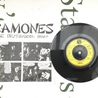A first UK pressing of The Ramones - Blitzkrieg Bop 7" single in a picture sleeve. Vinyl EX.