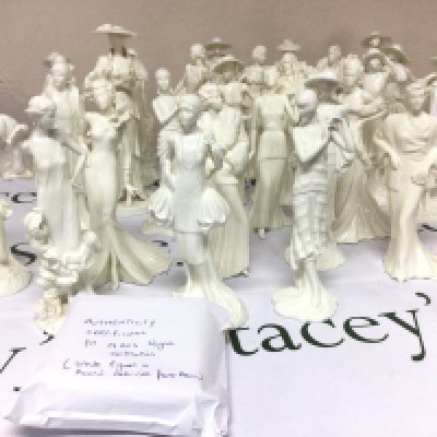 A collection of Worcester and Coalport cream glazed figures The 1920s Vogue collection. Most with certificates of authenticity no obvious damage on this collection.