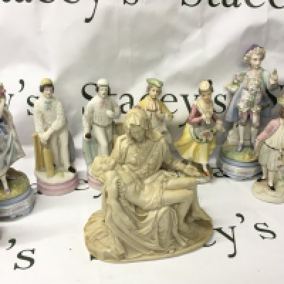 A collection of classical 19th century style figures and a Doulton silicon vase . This lot cannot be posted