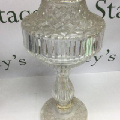 A cut glass table lamp, approx height 41cm. Shipping category D.