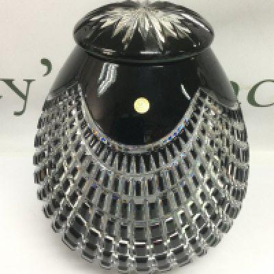 A boxed Boha Bohemian crystal urn and cover, approx height 22cm. Shipping category D.