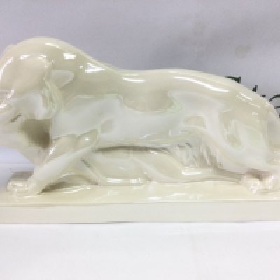 A Wedgewood blanc de chine figural group of a tiger and it's prey, approx height 18.5cm. Shipping category D.
