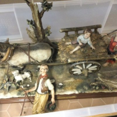 Large horse and cart Capodimonte figure group , damaged . This lot cannot be posted