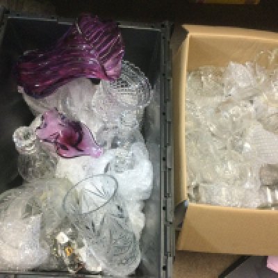 WITHDRAWN  - Three boxes containing a large collection of crystal glassware including Thomas Webb and Edinburgh crystal. Shipping category D.