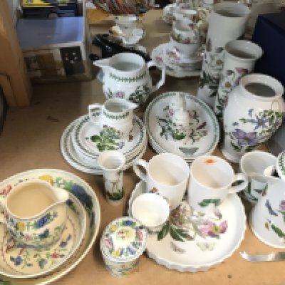 A collection of Portmeirion botanical garden , masons ceramics and a David Winter cottages. Including vases, bowls, dishes. This lot cannot be posted