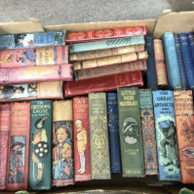 A collection of vintage books including children's books with illustrated spines , Joan Haste by H.Rider Haggard 1897 etc.