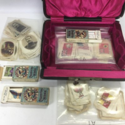 A collection of mixed cigarette cards including WW1 silk examples. Shipping category B.