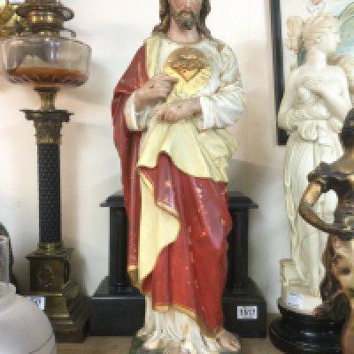 A painted plaster statue of Jesus Christ, approx height 64cm. Shipping category D. NO RESERVE