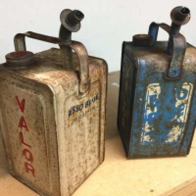 Vintage Valor Esso blue can and a white Valor Esso blue can . Postage category C