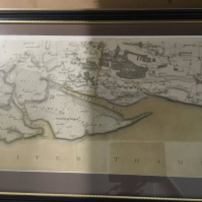 A framed engraving River Thames dated 1777.