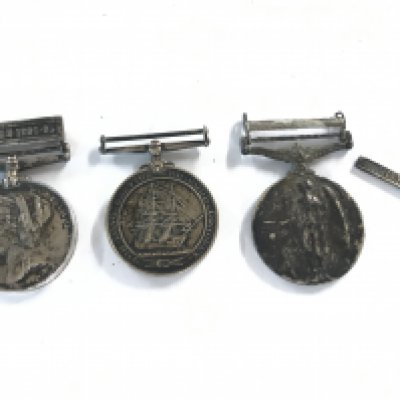 Metal detector found medals including Victorian Egypt 1882 medal with The Nile 1884-85 clasp presented to P.T KELLERT E.R ARTILLERY , long service and conduct presented to Alfred Beer . A.B H.M.S INDOMITABLE, general service with Iraq clasp