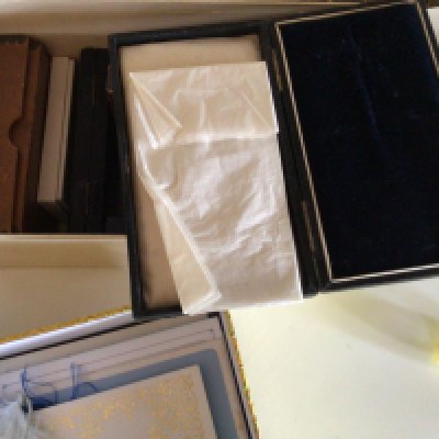 A collection of boxes for Masonic jewels empty boxes and a quantity of Masonic Ladies Festival cards.- NO RESERVE