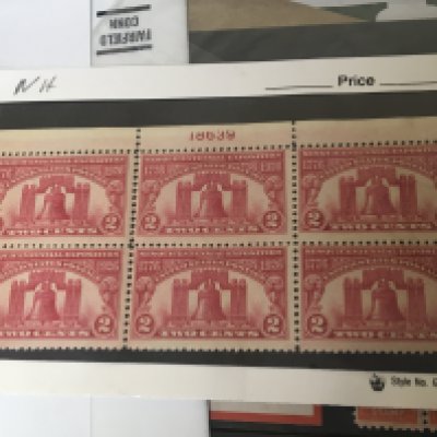 An interesting collection of ephemera and stamps The American Liberty Bell including unused block of stamps commemorative 1776-1926 many other conforming American stamps. Other stamps relating to Church bell ringing and other information accumulated over many years in four boxes.