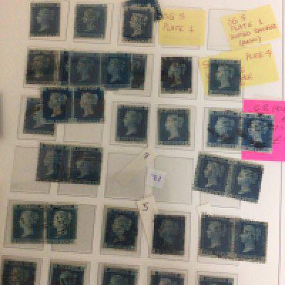 A Great Britain album containing a good selection of Victorian 2d blue stamps including double and triple blocks some nice early examples a sheet of Victorian 1/2d stamps including some unused blocks and a few Victorian postal covers with conforming stamps.