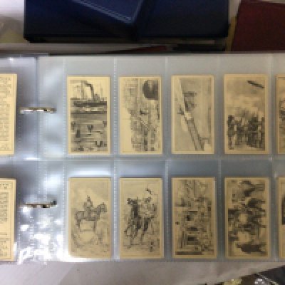 Six well presented albums of Vintage cigarette and some tea cards cards including Gallaher Sports Personalitys Ogdens Champions of 1936 Chairman cigarettes war pictures British war leaders and numerous other sets of cards. (6)