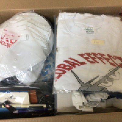 A box containing Civil Aviation memorabilia