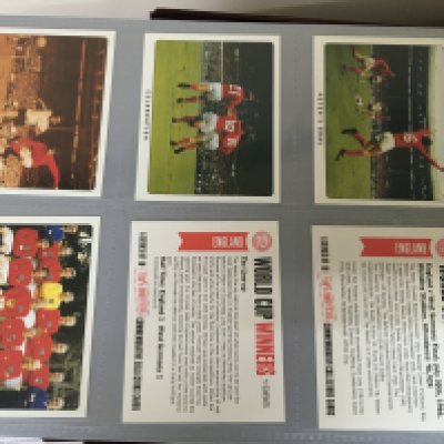 Six well presented albums containing vintage cigarette cards and other trade cards World Cup winners and many others.